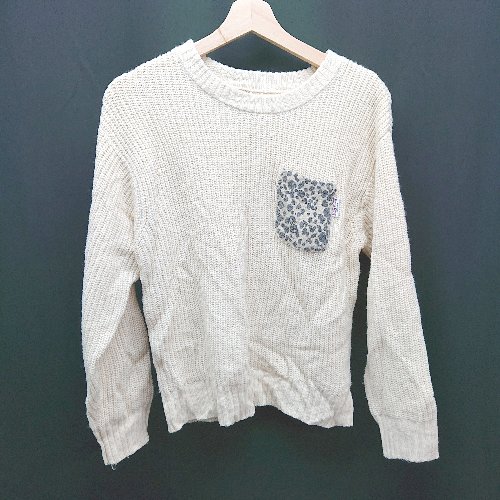 ◇ urban research harristweed レオパード 胸ポケット セーター 長袖 ニット サイズFREE ベージュ レディース E 【中古】