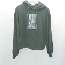 ◇ EATME イートミー プルオーバー フーディ フロントプリント 裾リブ 長袖 パーカー サイズF ブラック レディース E 【中古】