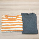 ◇ 《 UNIQLO ユニクロ まとめ売り2点セット サイスM Vネック ボーダー柄 カジュアル セーター Tシャツ レディース 》 E 【中古】