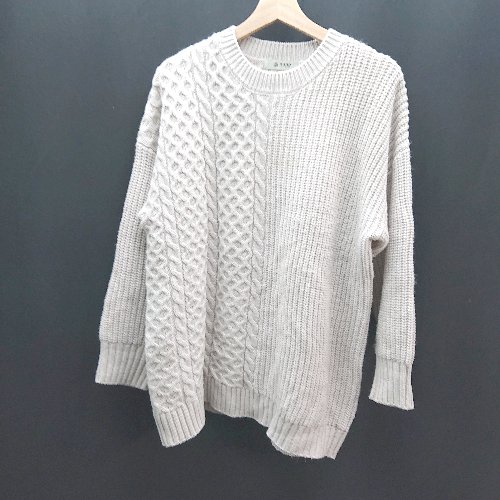 ◇ nano universe クルーネック ケーブル網み オーバーサイズ 長袖 ニット サイズ38 ピンク レディース E 【中古】