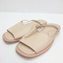 ◇ JEANASIS ジーナシス スクエアトゥ 無地 シンプル フラット サンダル サイズM ベージュ レディース E 【中古】(4)