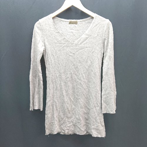 ◇ Re:EDIT リエディ クルーネック 無地 ダメージ加工 長袖 ロング ワンピース サイズMC ブラウン レディース E 【中古】