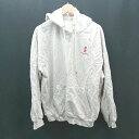 ◇ Perushu ペルーシュ フード バックプリント 裏起毛 厚手 シンプル 刺繡 長袖 パーカー サイズL グレー レディース E 【中古】