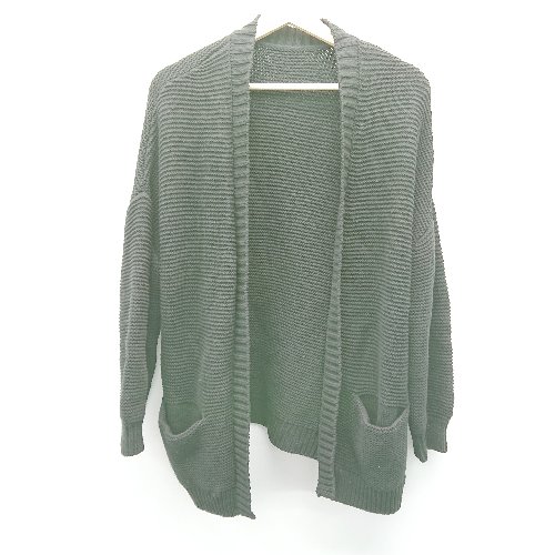 ◇ AZULENCANTO アズールエンカント 前開き 生地厚手 長袖 ニット サイズM ブラック レディース E 【中古】