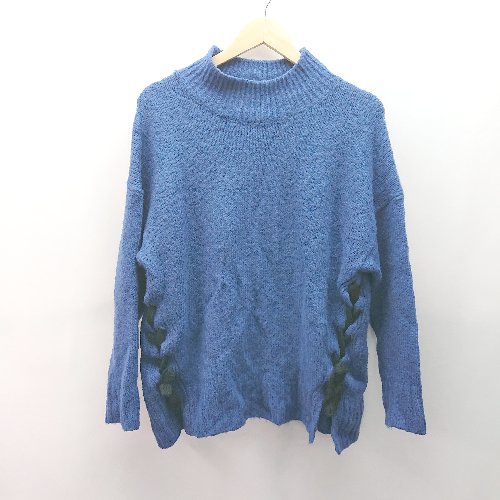 ◇ JEANASIS ハイネック オーバーサイズ サイドリボン カジュアル 長袖 ニット サイズF ブルー レディース E 【中古】 ◇ JEANASIS ハイネック オーバーサイズ サイドリボン カジュアル 長袖 ニット サイズF ブルー レディース E 【中古】