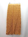 ◇ SENSE OF PLACE かぎ針編み刺繍 ウエストゴム スリット ロング タイト スカート サイズONE オレンジ レディース E 【中古】