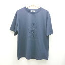 ◇ ABITOKYO アビトーキョー クルーネック ストレッチ素材 英二 半袖 Tシャツ サイズM ネイビー メンズ E 【中古】