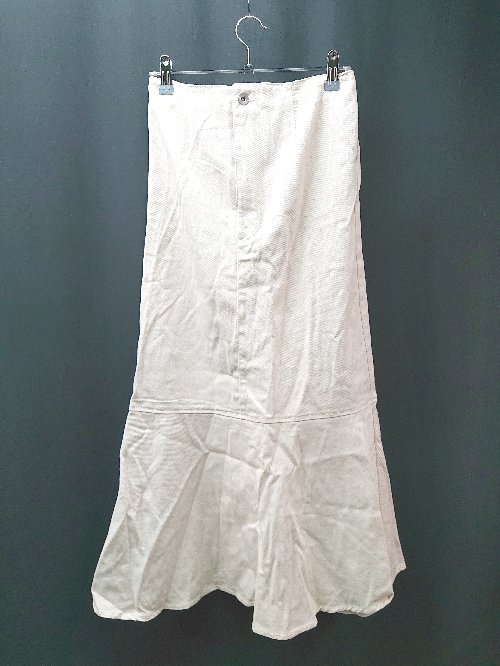 ◇ ◎ ●未使用● GRL ウエストゴム デニム風 カジュアル ロング丈 フレア スカート サイズL アイボリー レディース E 【中古】のサムネイル