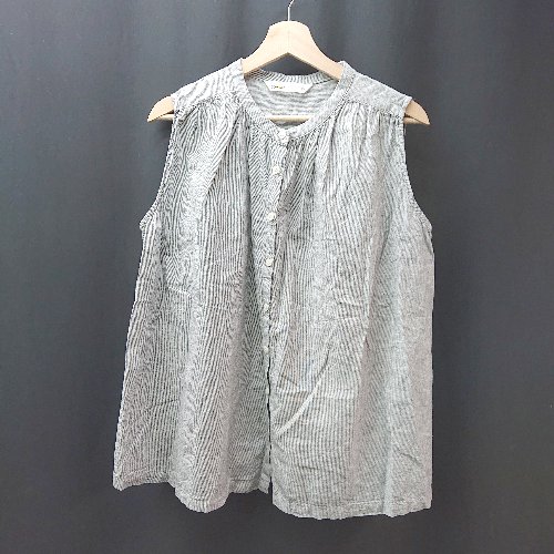 ◇ Loytaa フロントボタン ラウンドネック 薄手 裏地なし 袖なし シャツ サイズFREE グレー レディース E 【中古】(4)