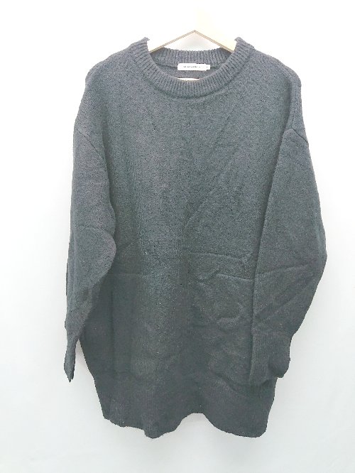 ◇ AMERICAN HOLIC クルーネック 無地 オーバーサイズ 長袖 ニット サイズM ブラック レディース E 【中古】