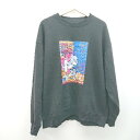 ◇ TomandJerry イラスト ユニセックス オーバーサイズ 長袖 トレーナー サイズLL ブラック メンズ レディース E 【中古】