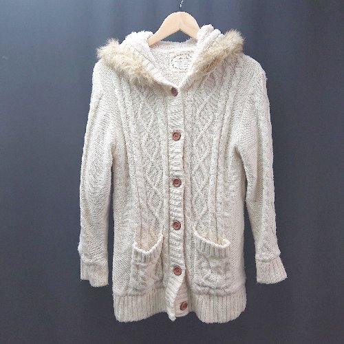 ◇ mouth valley マウスバレー フーディー もこもこ フロントボタン 長袖 カーディガン サイズL アイボ..