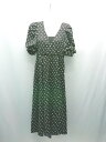 ◇ OLIVE des OLIVE ドット柄 水玉 パフスリーブ Vネック 半袖 ロング ワンピース サイズF ブラック レディース E 【中古】