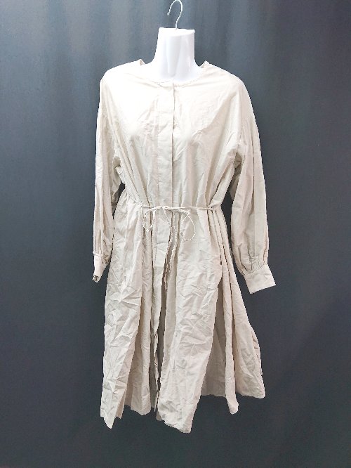 ◇ ◎ cepo セポ Uネック 薄手 ボタン カジュアル 春夏物 長袖 ロング丈 ワンピース サイズM ベージュ レディース E 【中古】