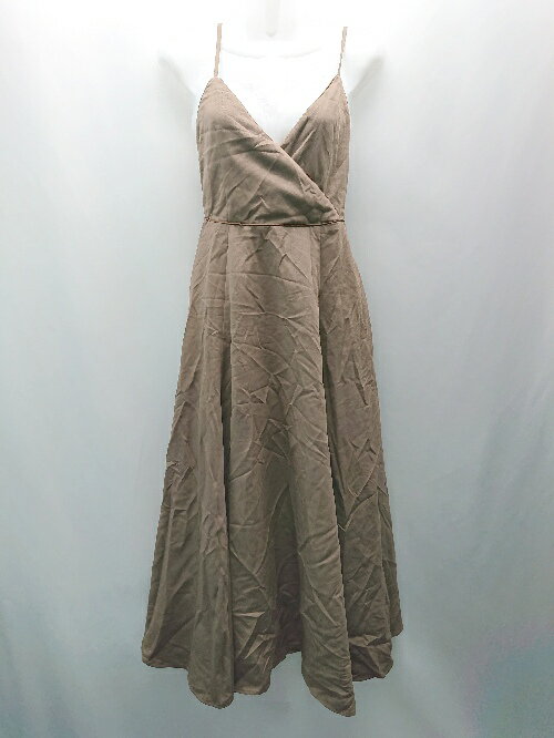 ◇ natural couture 裏地 切り返し 肩調節 サイドジップ ノースリーブ ロング丈 ワンピース サイズF ブラウン レディース E 【中古】