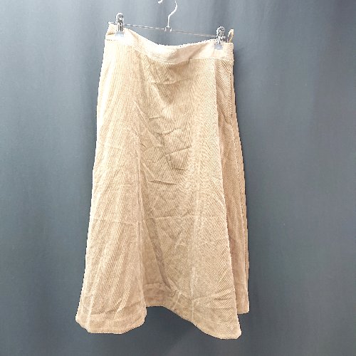 ◇ chocol raffine robe ウエストゴム コーデュロイ ストレッチ 薄手 膝丈 フレア スカート サイズF ブラウン レディース E 【中古】