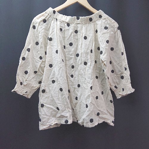 ◇ zootie ズーティー ドット柄 ラウンドネック 綿 麻 七分丈 カットソー サイズM ベージュ ブラック レディース E 【中古】