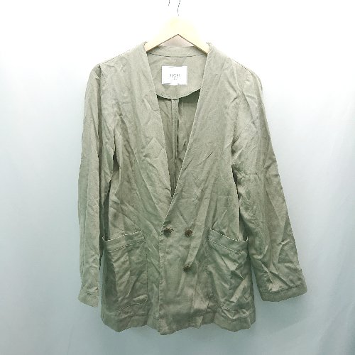 ◇ SLOBE ダブルボタン バックスリット くすみカラー 薄手 長袖 アウター 表記なし グリーン レディース..