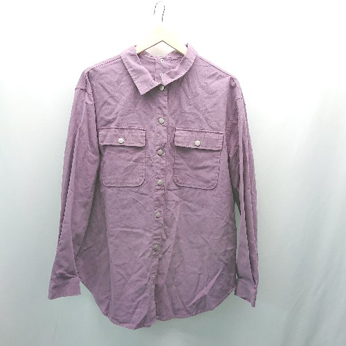 ◇ A.D.G バックボタン 胸ポケット くすみカラー 無地シンプル 長袖 アウター 表記なし パープル レディ..