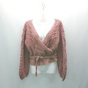 ◇ ◎ w closet カシュクール風 くすみカラー プルオーバー ショート丈 長袖 ニット 表記なし レッド系 レディース E 【中古】(4)