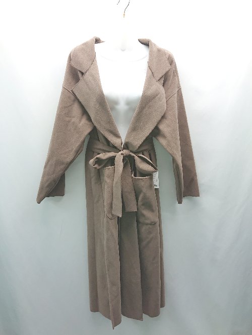 ◇ ◎ ●未使用● moment ロング丈 サイドスリット ボタンなし 半袖 コート サイズM ブラウン レディース E 【中古】