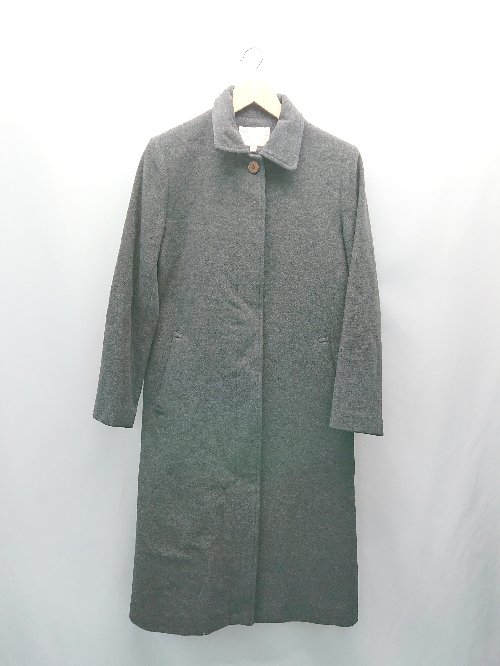 ◇ NATURAL BEAUTY シングルボタン ロング丈 スタンダードカラー 無地 長袖 コート サイズM ダークグレー レディース E 【中古】(4)