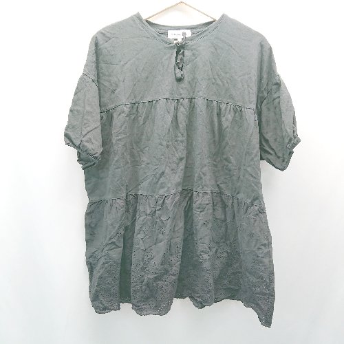 ◇ season reason by Lin.&Red ティアドロップ 裾レース カジュアル 半袖 チュニック サイズLL ブラック レディース E 【中古】 ◇ season reason by Lin.&Red ティアドロップ 裾レース カジュアル 半袖 チュニック サイズLL ブラック レディース E 【中古】