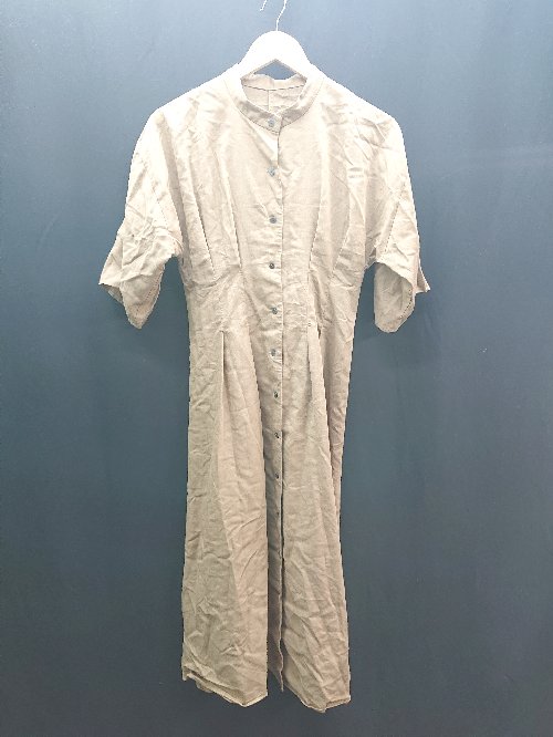 ◇ OPAQUE.CLIP シンプル 無地 薄手 前ボタン 半袖 ロング ワンピース サイズ38/M ブラウン レディース E 【中古】