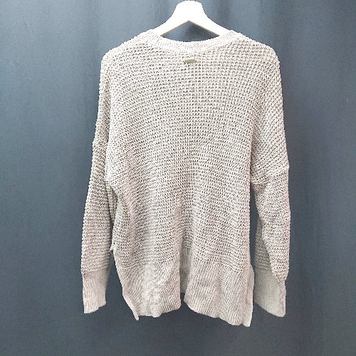 ◇ Loungedress ラウンジドレス モックネック ケーブル 透け感 ストレッチ 長袖 ニット サイズF ブラウ..