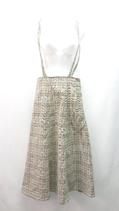 ◇ OLIVE des OLIVE ウエストゴム ジップ チェック柄 裏地 ノースリーブ ひざ丈 ワンピース サイズF ベージュ レディース E 【中古】