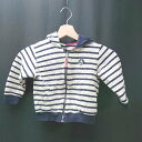 ◇ PETIT BATEAU キッズ ベビー ジップアップ フード 長袖 パーカー サイズ94cm ホワイト ネイビー レディース メンズ E 【中古】
