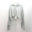 ◇ CROSS STITCH プルオーバー フードあり シンプル カジュアル 長袖 パーカー サイズLARGE グレー レディース E 【中古】