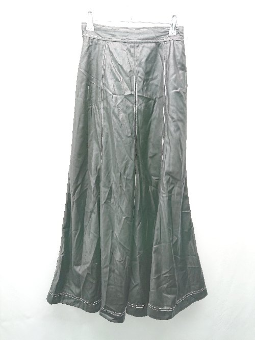 ◇ PAGEBOY ページボーイ レザー風 フロントスリット おしゃれ ロング フレア スカート サイズF ブラック レディース E 【中古】
