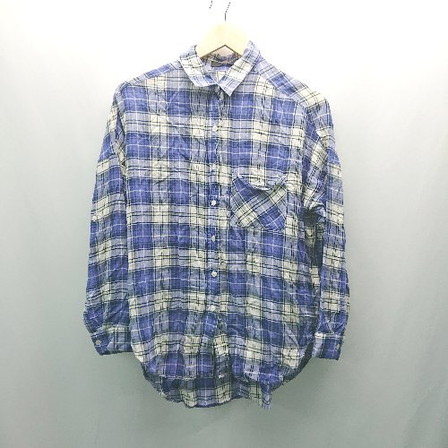 ◇ AZUL BY MOUSSY チェック カジュアル 薄手 古着 長袖 シャツ サイズS ブルー レディース E 【中古】