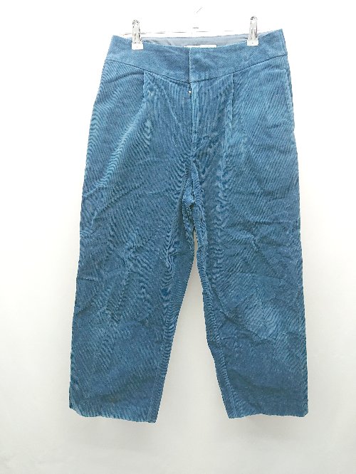 ◇ Ray BEAMS ハイウエスト フロントファスナー スウェード系 ストレートパンツ 表記なし ブルー レディース E 【中古】