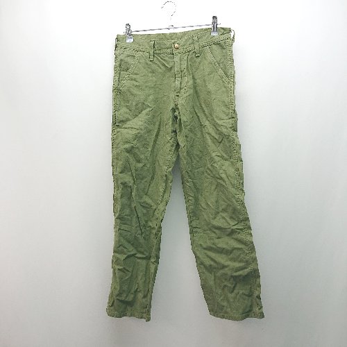 ◇ Lee リー ブランドロゴ 薄手 シンプル オシャレ カジュアル キレイめ ワークパンツ サイズS グリーン レディース E 【中古】
