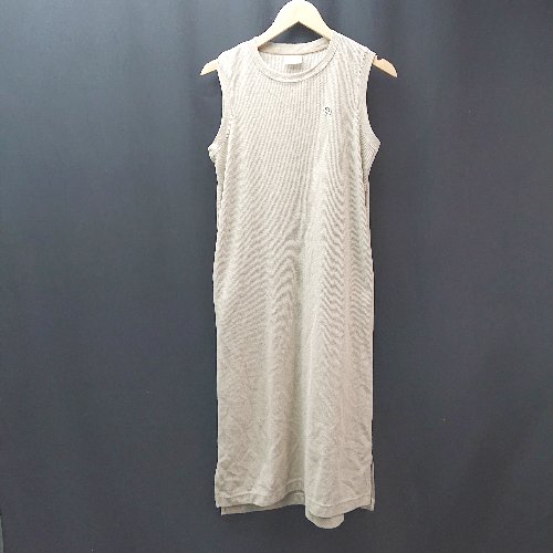 ◇ Arnold Palmer ブランドロゴ ニット スリット ノースリーブ ロング丈 ワンピース サイズM ベージュ レディース E 【中古】