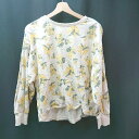 ◇ Live in comfort Uネック 花柄 ストレッチ カジュアル シンプル 長袖 トレーナー サイズLL ベージュ レディース E 【中古】