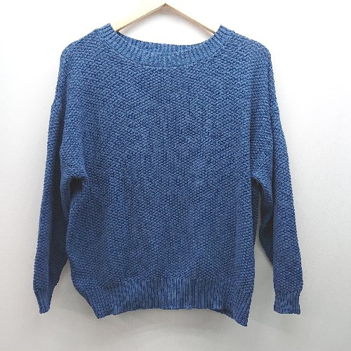 ◇ studio CLIP スタディオクリップ クルーネック ケーブル ストレッチ 薄手 長袖 ニット サイズM ブルー レディース E 【中古】