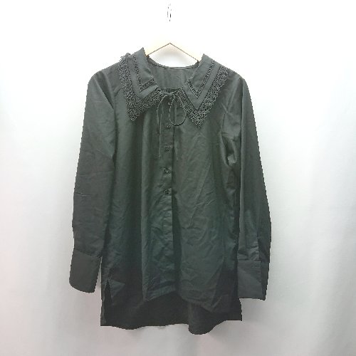 ◇ Re:EDIT カジュアル レース リボン フロントボタン 長袖 シャツ ブラウス サイズL ブラック レディース E 【中古】 ◇ Re:EDIT カジュアル レース リボン フロントボタン 長袖 シャツ ブラウス サイズL ブラック レディース E 【中古】
