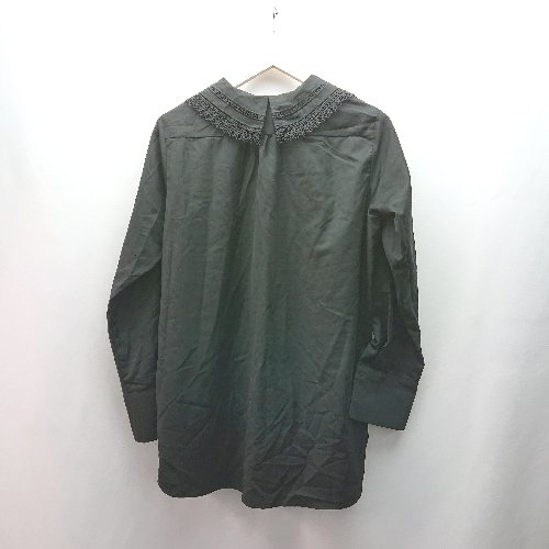 ◇ Re:EDIT カジュアル レース リボン フロントボタン 長袖 シャツ ブラウス サイズL ブラック レディース E 【中古】
