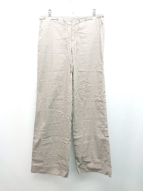 ◇ KUMIKYOKU ハイウエスト フロントファスナー 腰ひも付き ストレートパンツ サイズ3 ブラウン レディ..