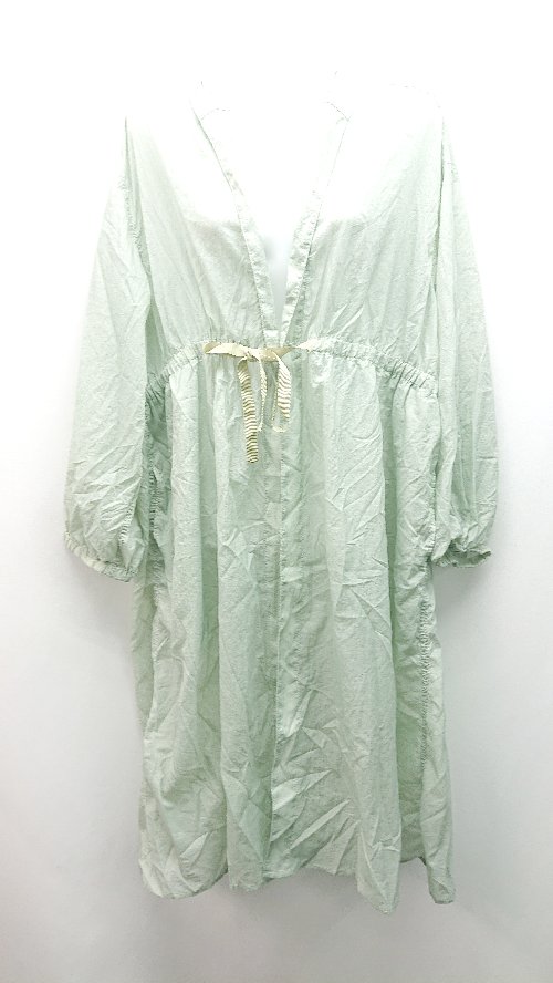 ◇ SLURR フード付き ロング丈 薄手素材 無地 長袖 アウター サイズFREE ライトグリーン レディース E ..