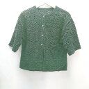 ◇ LOWRYS FARM フロントボタン ラウンドネック カジュアル 半袖 メッシュにっと サイズF ブラック レディース E 【中古】