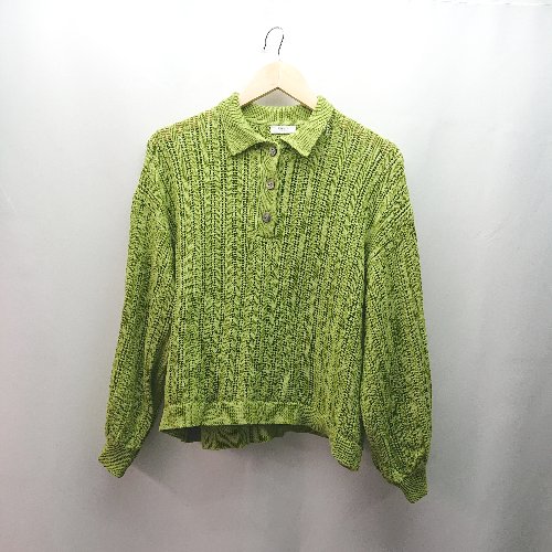 ◇ LOWRYS FARM オーバーサイズ カジュアル トレンド 長袖 メッシュにっと サイズF ライトグリーン レデ..