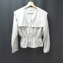 ◇ ZARA シアー素材 ビックカラー カジュアル かわいい 長袖 ブラウス サイズS グレー レディース E 【中古】(4)