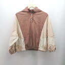 ◇ merlot メルロー 無地 バイカラー シャカ生地 シンプル 長袖 パーカー サイズ160 ブラウン レディース E 【中古】