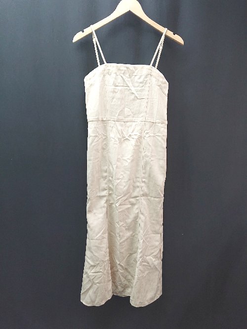 ◇ ◎ Aunt Marie's バックゴム 肩紐調整 ファスナー 綺麗め ロング ワンピース サイズF クリーム レディ..