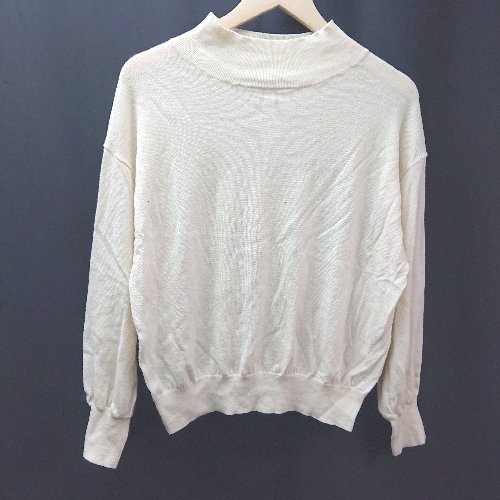 ◇ N. エヌ ハイネック pure wool 秋冬 薄手 カジュアル シンプル 長袖 ニット セーター サイズM アイボリー レディース E 【中古】