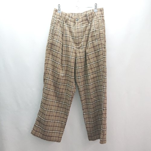 ◇ mono-mart モノマート チェック柄 ジップフライ 秋冬コーデ タック パンツ サイズS ブラウン メンズ E 【中古】 ◇ mono-mart モノマート チェック柄 ジップフライ 秋冬コーデ タック パンツ サイズS ブラウン メンズ E 【中古】